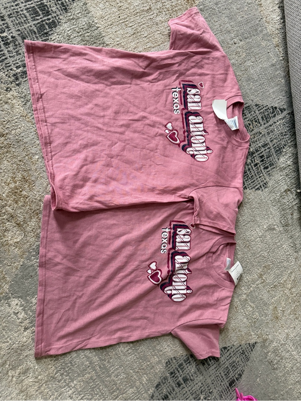 Pink San Antonio Texas Heart Graphic Kids Tee small and medium
